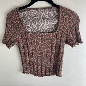 American Eagle Outfitters Brown Leopard Print Blouse